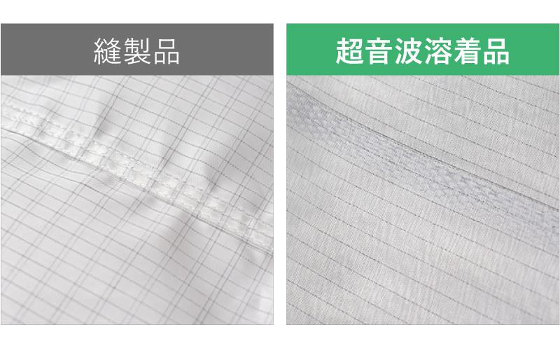 比較画像：縫製品と超音波溶着